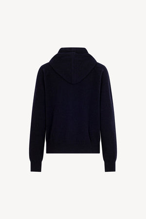 Felpa Donna con Cappuccio in Puro Cashmere Navy
