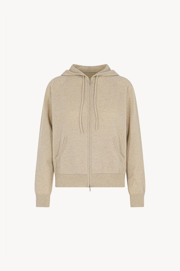 Felpa Donna con Cappuccio in Puro Cashmere Avena