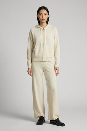 Felpa Donna con Cappuccio in Puro Cashmere Latte