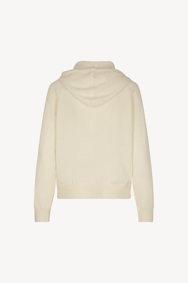 Felpa Donna con Cappuccio in Puro Cashmere Latte