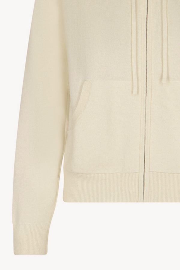Felpa Donna con Cappuccio in Puro Cashmere Latte