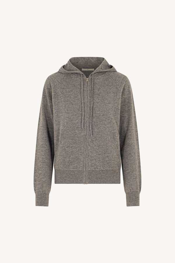 Felpa Donna con Cappuccio in Puro Cashmere Silver