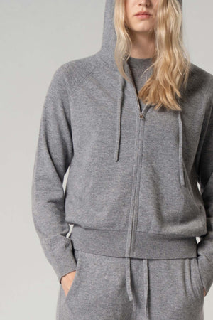 Felpa Donna con Cappuccio in Puro Cashmere Silver