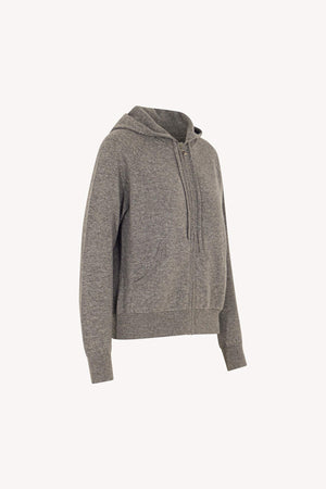 Felpa Donna con Cappuccio in Puro Cashmere Silver