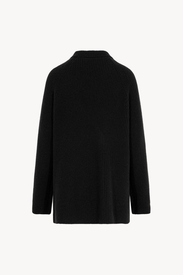 Cardigan Doppiopetto a Costa Inglese in Puro Cashmere Nero