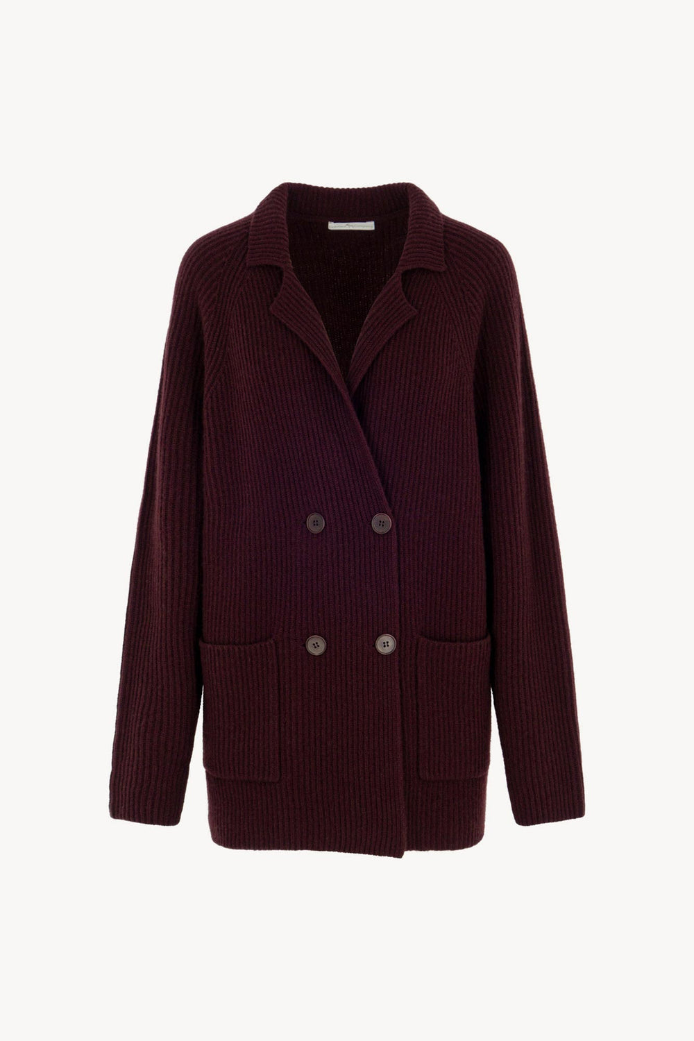 Cardigan Doppiopetto a Costa Inglese in Puro Cashmere Acero