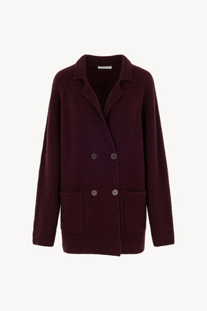 Cardigan Doppiopetto a Costa Inglese in Puro Cashmere Acero