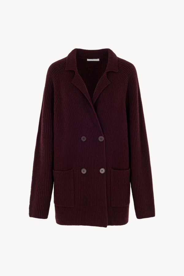 Cardigan Doppiopetto a Costa Inglese in Puro Cashmere Acero