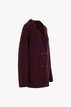 Cardigan Doppiopetto a Costa Inglese in Puro Cashmere Acero