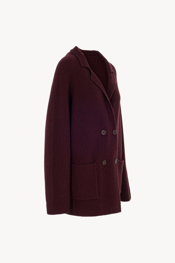 Cardigan Doppiopetto a Costa Inglese in Puro Cashmere Acero