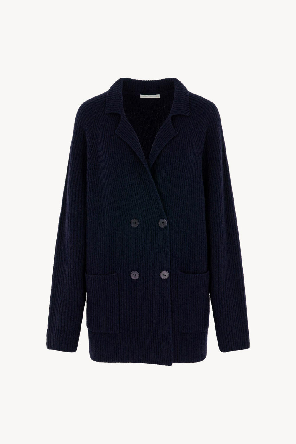 Cardigan Doppiopetto a Costa Inglese in Puro Cashmere Notte