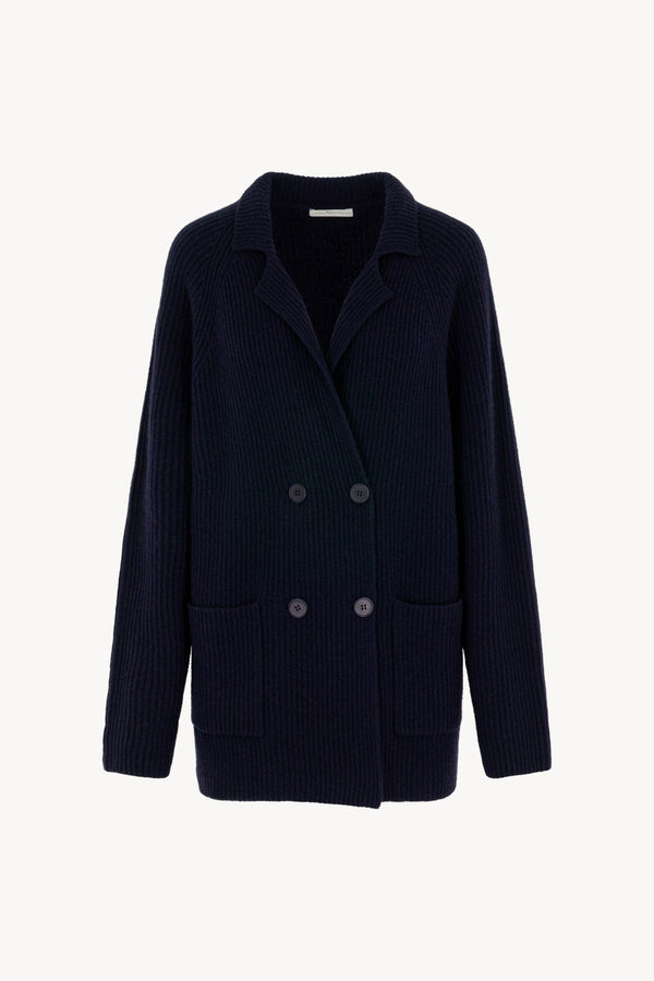 Cardigan Doppiopetto a Costa Inglese in Puro Cashmere Notte