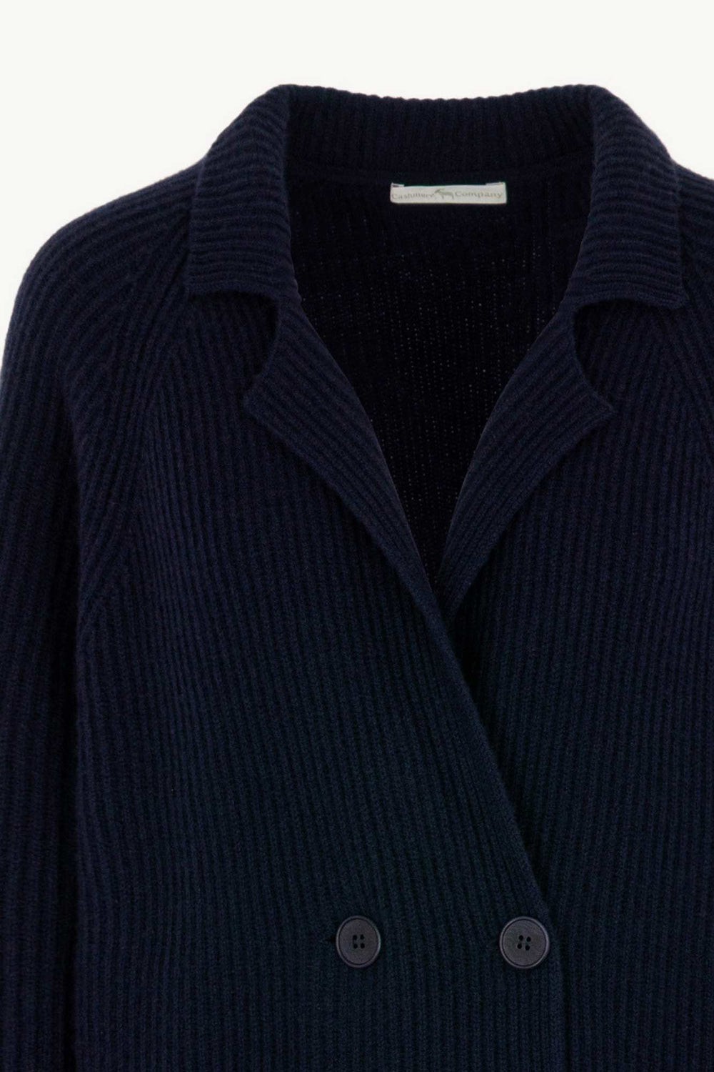 Cardigan Doppiopetto a Costa Inglese in Puro Cashmere Notte