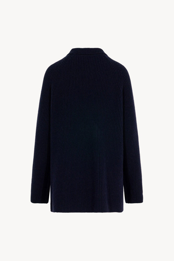 Cardigan Doppiopetto a Costa Inglese in Puro Cashmere Notte