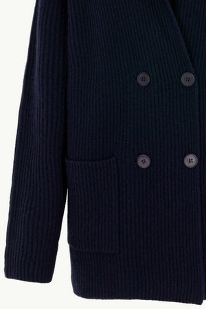 Cardigan Doppiopetto a Costa Inglese in Puro Cashmere Notte
