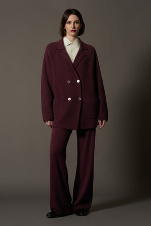 Cardigan Doppiopetto a Costa Inglese in Puro Cashmere Notte