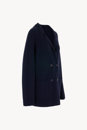 Cardigan Doppiopetto a Costa Inglese in Puro Cashmere Notte