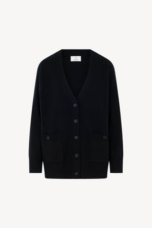Cardigan Scollo a V in Puro Cashmere Nero