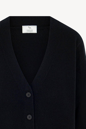 Cardigan Scollo a V in Puro Cashmere Nero