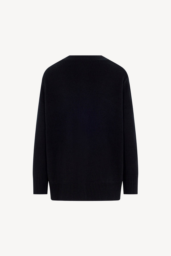 Cardigan Scollo a V in Puro Cashmere Nero