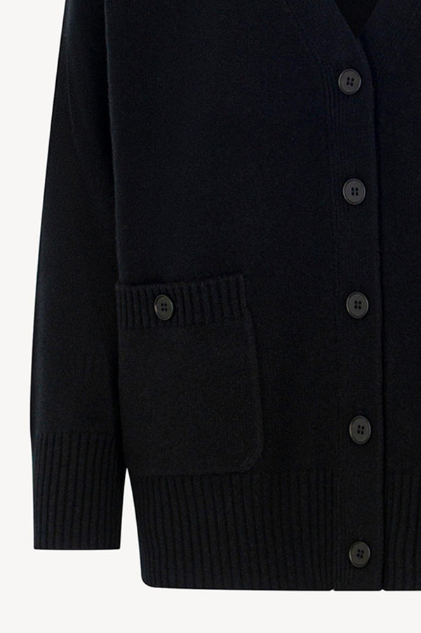 Cardigan Scollo a V in Puro Cashmere Nero
