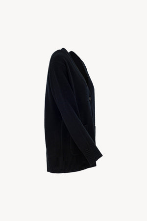 Cardigan Scollo a V in Puro Cashmere Nero