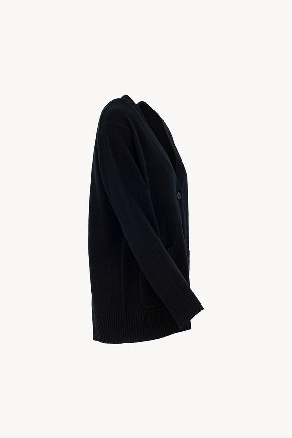 Cardigan Scollo a V in Puro Cashmere Nero