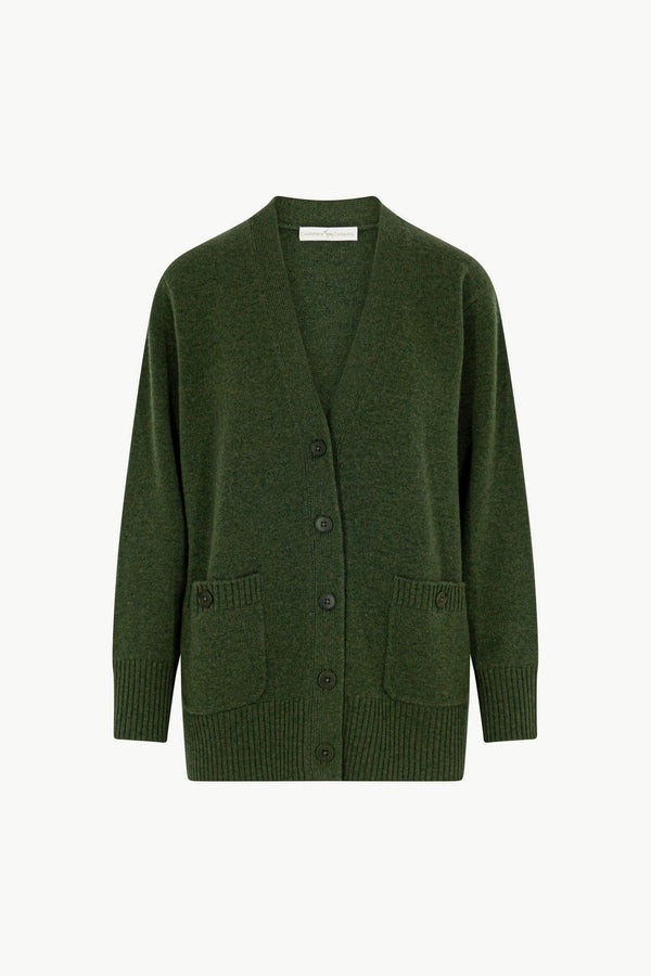 Cardigan Scollo a V in Puro Cashmere Loden