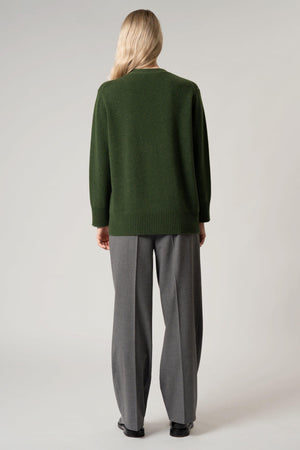 Cardigan Scollo a V in Puro Cashmere Loden