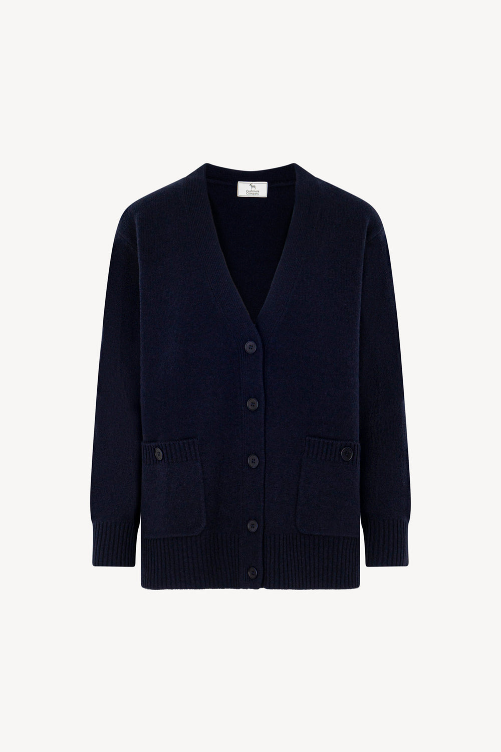 Cardigan Scollo a V in Puro Cashmere Notte