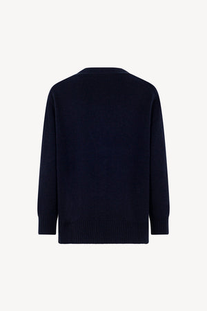 Cardigan Scollo a V in Puro Cashmere Notte
