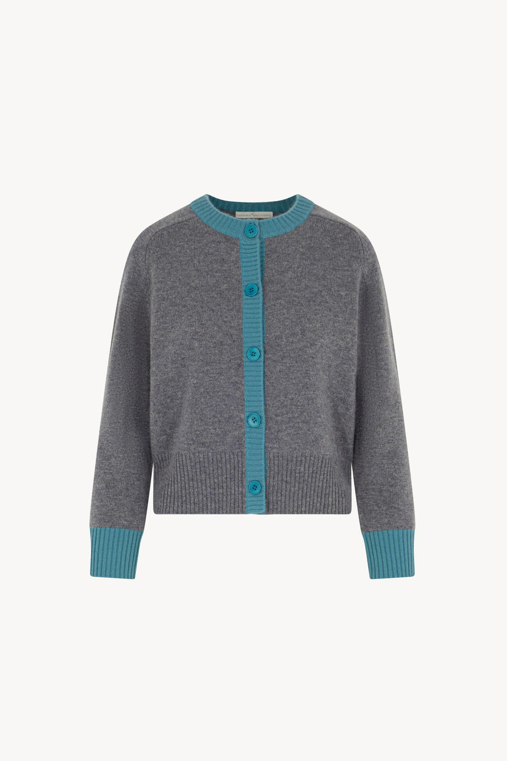 Cardigan con Bordi a Contrasto in Puro Cashmere Derby