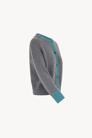 Cardigan con Bordi a Contrasto in Puro Cashmere Derby