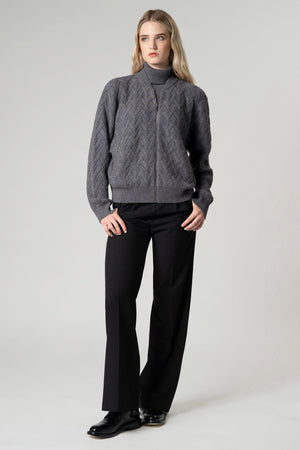Bomber in Punto Chevron in Puro Cashmere Derby