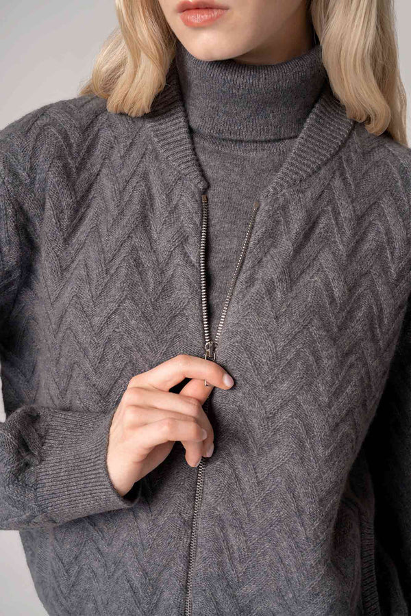 Bomber in Punto Chevron in Puro Cashmere Derby