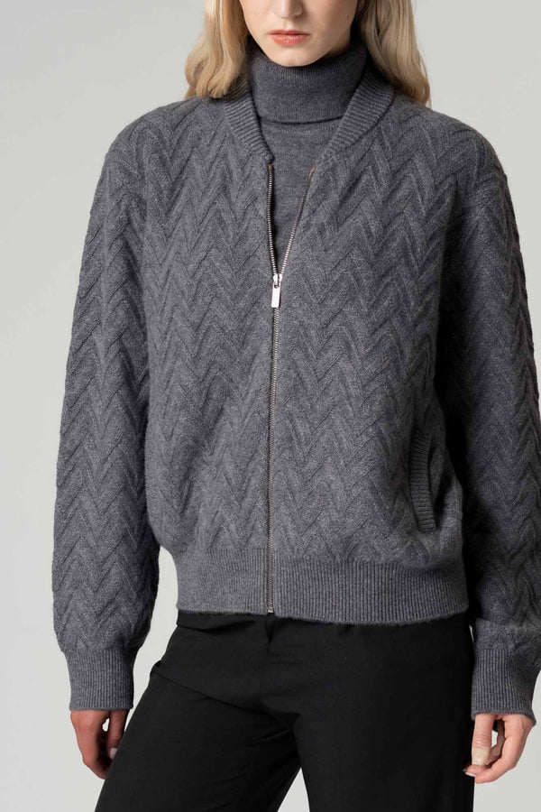 Bomber in Punto Chevron in Puro Cashmere Derby