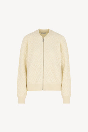 Bomber in Punto Chevron in Puro Cashmere Latte