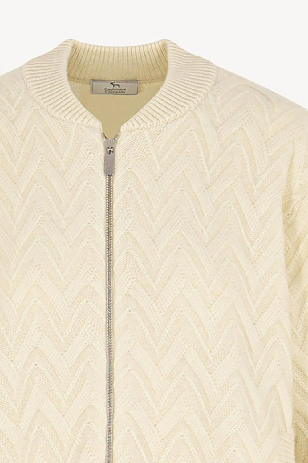 Bomber in Punto Chevron in Puro Cashmere Latte