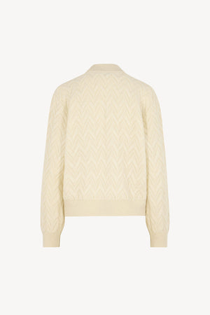 Bomber in Punto Chevron in Puro Cashmere Latte
