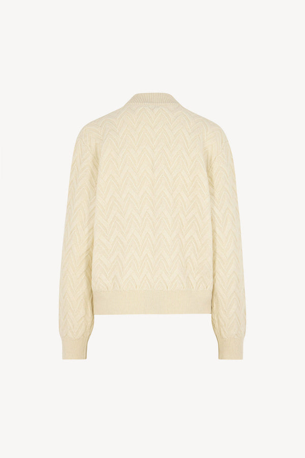 Bomber in Punto Chevron in Puro Cashmere Latte