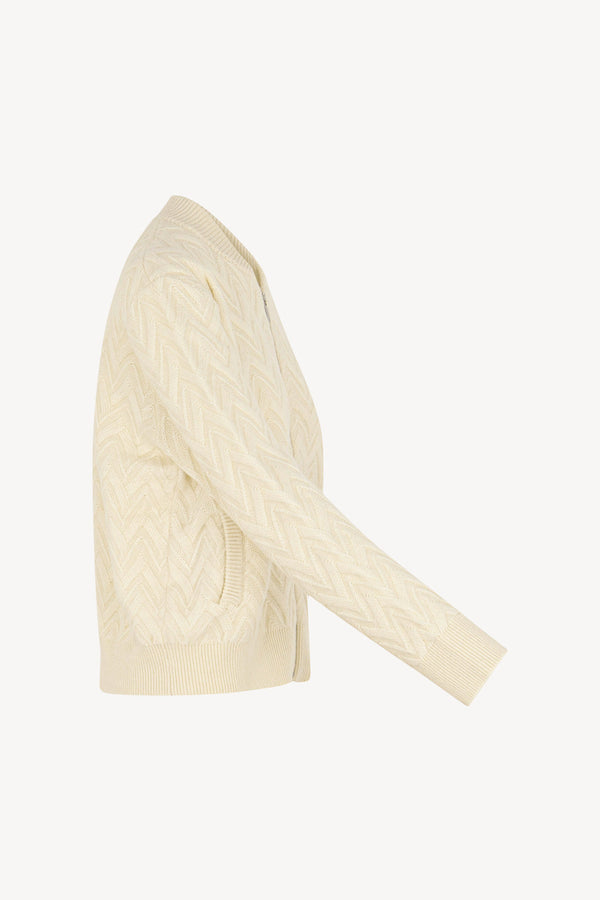Bomber in Punto Chevron in Puro Cashmere Latte