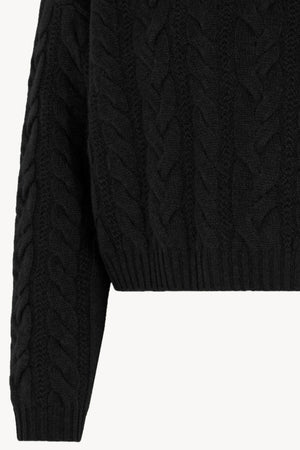 Maglia Lupetto a Trecce in Puro Cashmere Nero