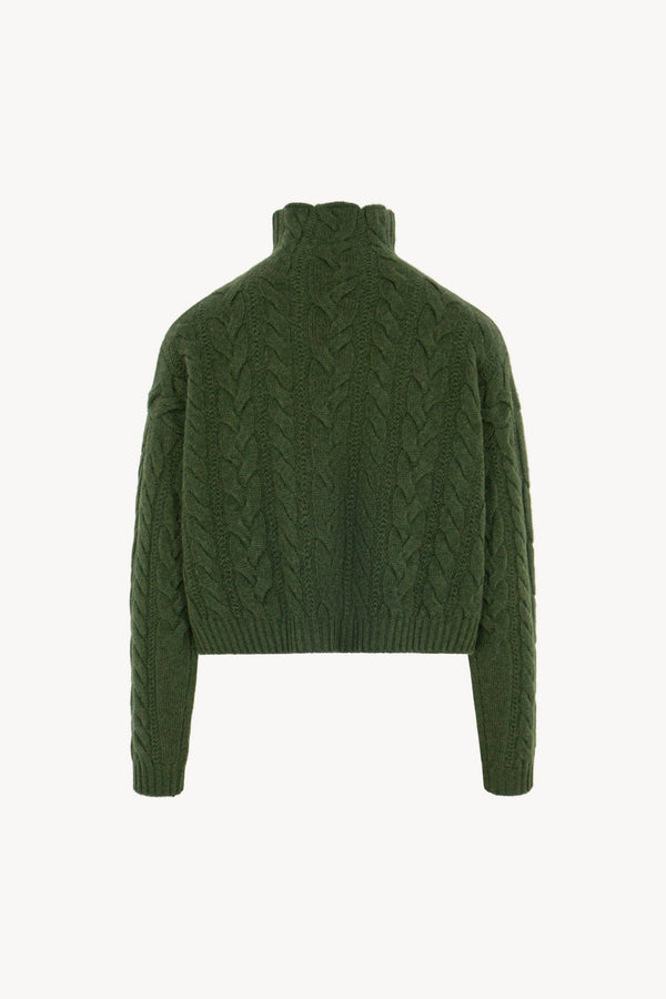 Maglia Lupetto a Trecce in Puro Cashmere Loden