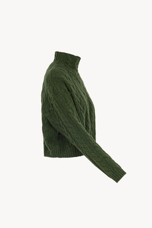 Maglia Lupetto a Trecce in Puro Cashmere Loden