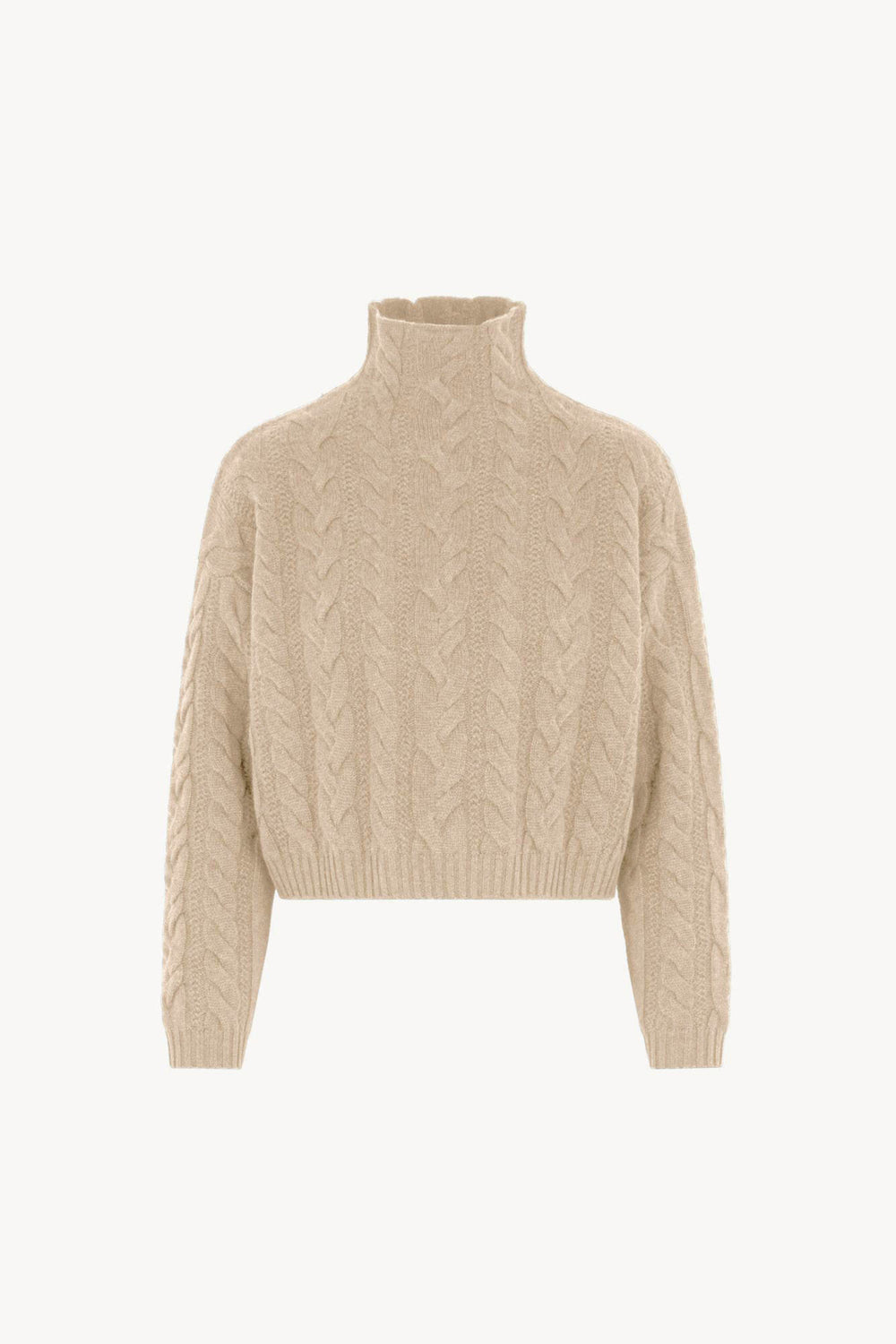 Maglia Lupetto a Trecce in Puro Cashmere Avena