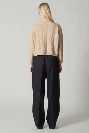 Maglia Lupetto a Trecce in Puro Cashmere Avena