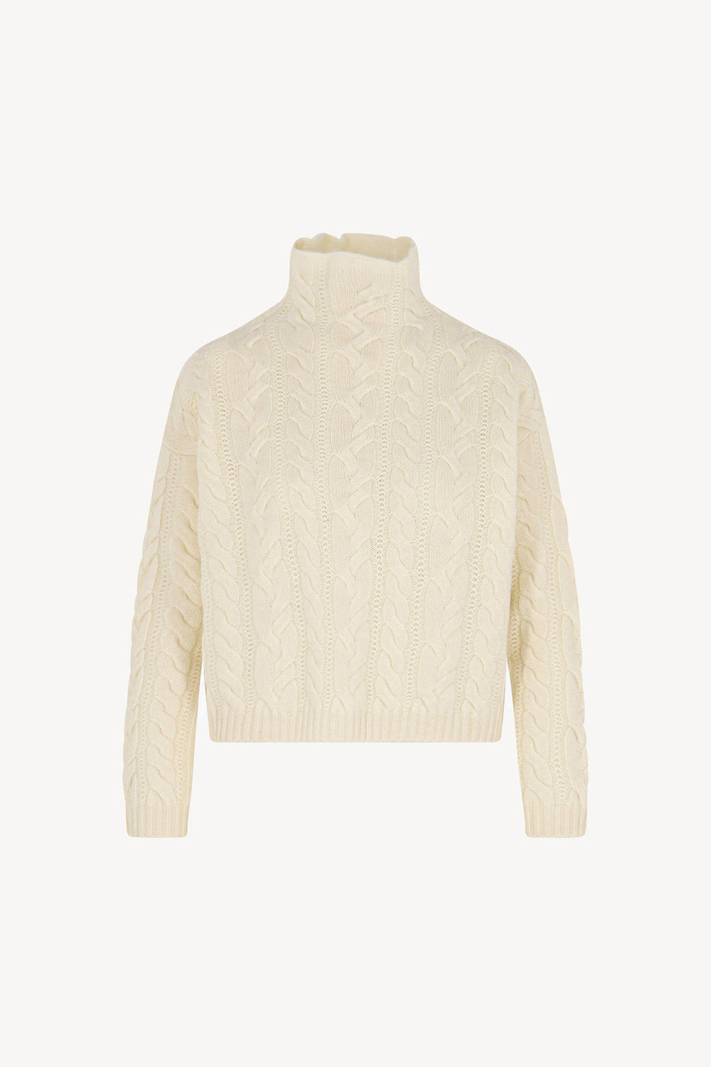 Maglia Lupetto a Trecce in Puro Cashmere Latte