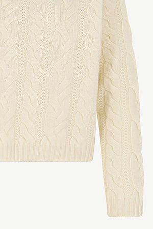 Maglia Lupetto a Trecce in Puro Cashmere Latte