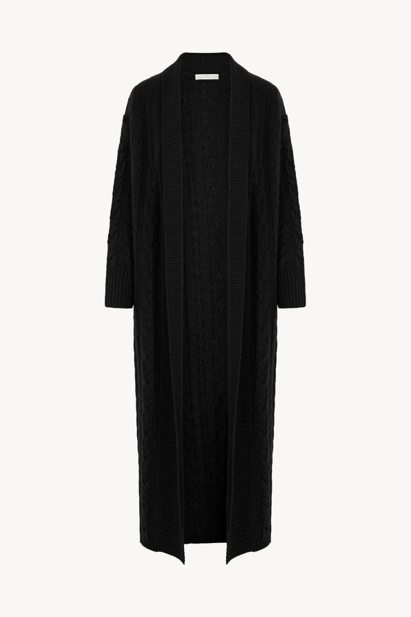 Cappotto a Trecce in Puro Cashmere Nero