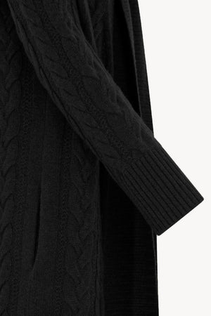 Cappotto a Trecce in Puro Cashmere Nero